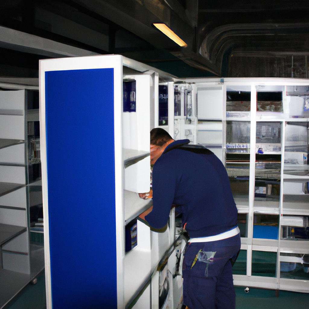 Person installing lockers at facility